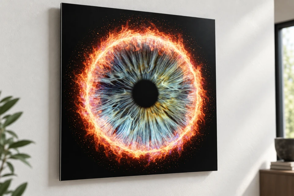 Produktvisualisierung einer Iris auf Alu-Dibond
